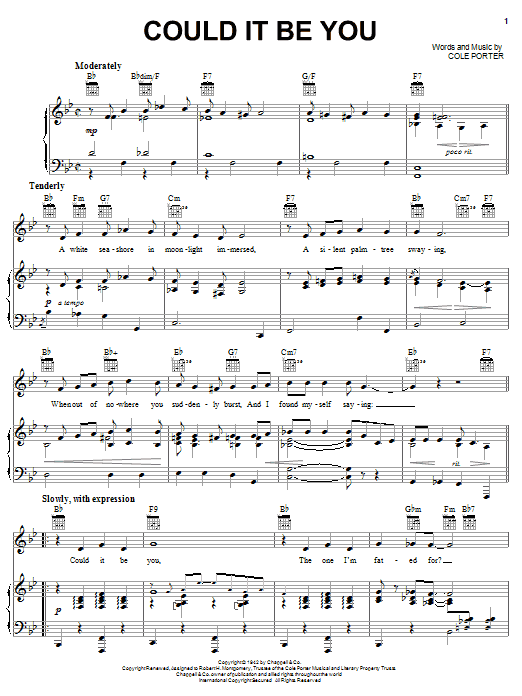 Learn to play Cole Porter Could It Be You sheet music for Real Book – Melody & Chords – Bass Clef Instruments in minutes. Price: 5.9900$ Cole Porter Could It Be You sheet music notes and chords arranged for Real Book – Melody & Chords – Bass Clef Instruments
