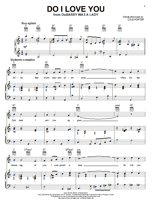 Cole Porter Do I Love You? sheet music notes and chords. Download Printable PDF.