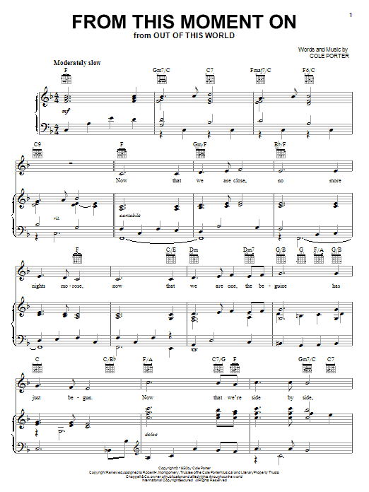 Cole Porter From This Moment On (from Kiss Me, Kate) sheet music notes and chords. Download Printable PDF.