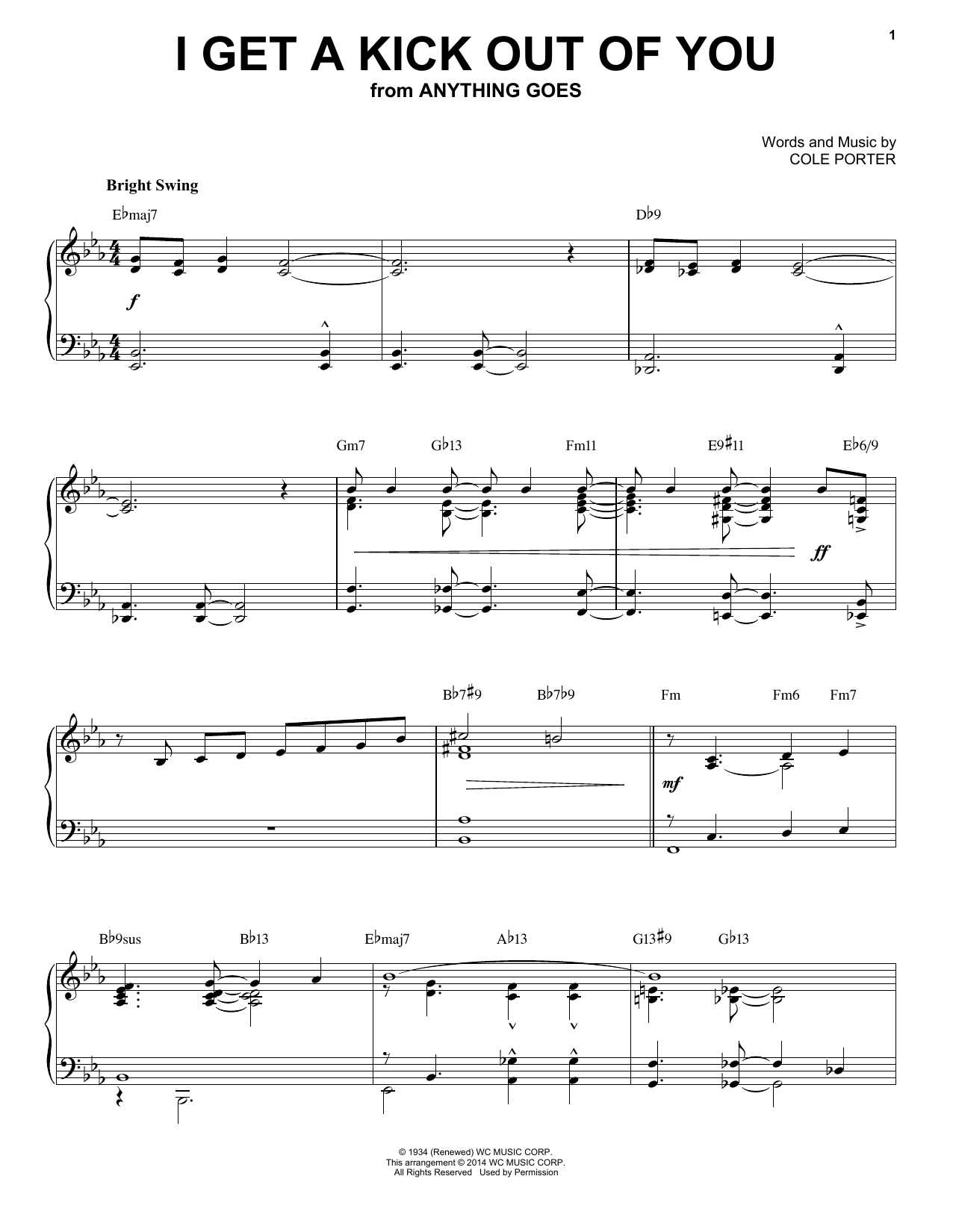 Cole Porter I Get A Kick Out Of You [Jazz version] (arr. Brent Edstrom) sheet music notes and chords. Download Printable PDF.