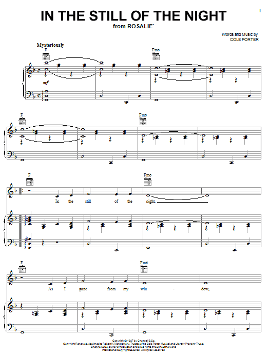 Cole Porter In The Still Of The Night sheet music notes and chords. Download Printable PDF.