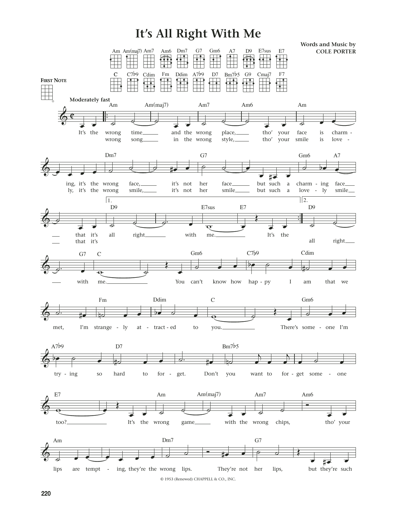 Cole Porter It's All Right With Me (from The Daily Ukulele) (arr. Jim Beloff) sheet music notes and chords. Download Printable PDF.