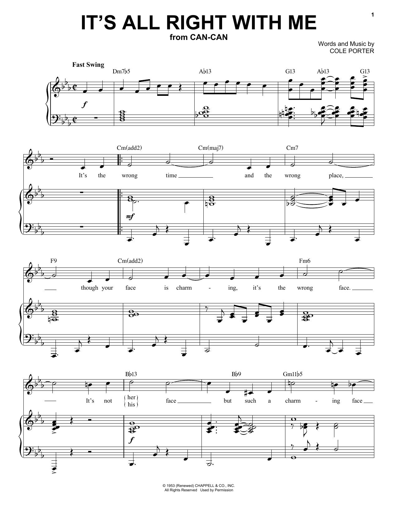 Cole Porter It's All Right With Me [Jazz version] (from Can-Can) (arr. Brent Edstrom) sheet music notes and chords. Download Printable PDF.