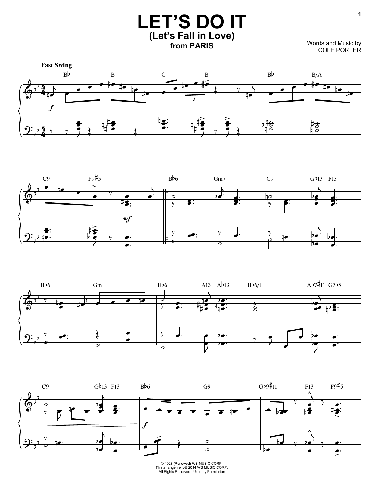 Cole Porter Let's Do It (Let's Fall In Love) [Jazz version] (arr. Brent Edstrom) sheet music notes and chords. Download Printable PDF.