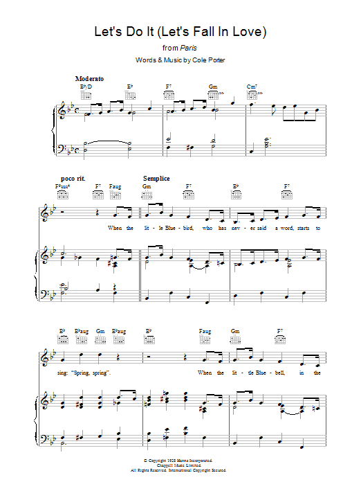 Cole Porter Let's Do It (Let's Fall In Love) sheet music notes and chords. Download Printable PDF.