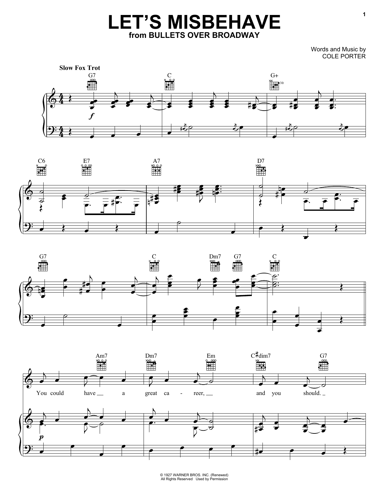 Cole Porter Let's Misbehave sheet music notes and chords. Download Printable PDF.