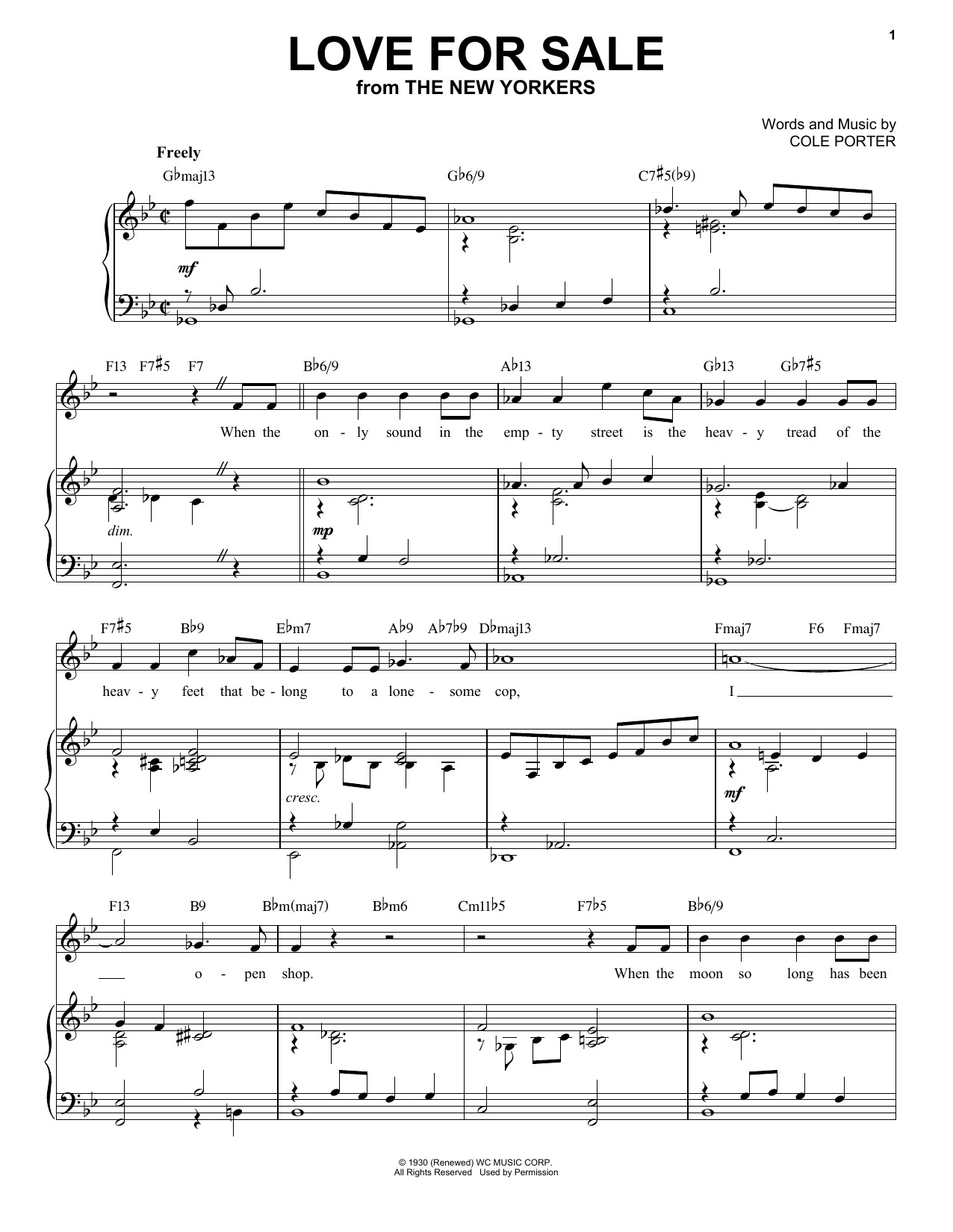 Cole Porter Love For Sale [Jazz version] (from The New Yorkers) (arr. Brent Edstrom) sheet music notes and chords. Download Printable PDF.