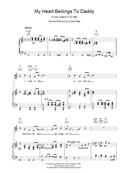 Learn to play Cole Porter My Heart Belongs To Daddy sheet music for Real Book – Melody & Chords in minutes. Price: 5.9900$ Cole Porter My Heart Belongs To Daddy sheet music notes and chords arranged for Real Book – Melody & Chords