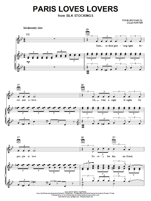 Learn to play Cole Porter Paris Loves Lovers sheet music for Piano, Vocal & Guitar Chords (Right-Hand Melody) in minutes. Price: 7.8900$ Cole Porter Paris Loves Lovers sheet music notes and chords arranged for Piano, Vocal & Guitar Chords (Right-Hand Melody)