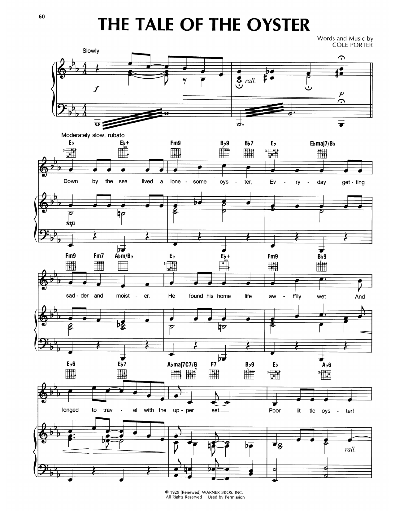 Learn to play Cole Porter The Tale Of The Oyster (from Fifty Million Frenchmen) sheet music for Piano, Vocal & Guitar Chords (Right-Hand Melody) in minutes. Price: 6.9900$ Cole Porter The Tale Of The Oyster (from Fifty Million Frenchmen) sheet music notes and chords arranged for Piano, Vocal & Guitar Chords (Right-Hand Melody)