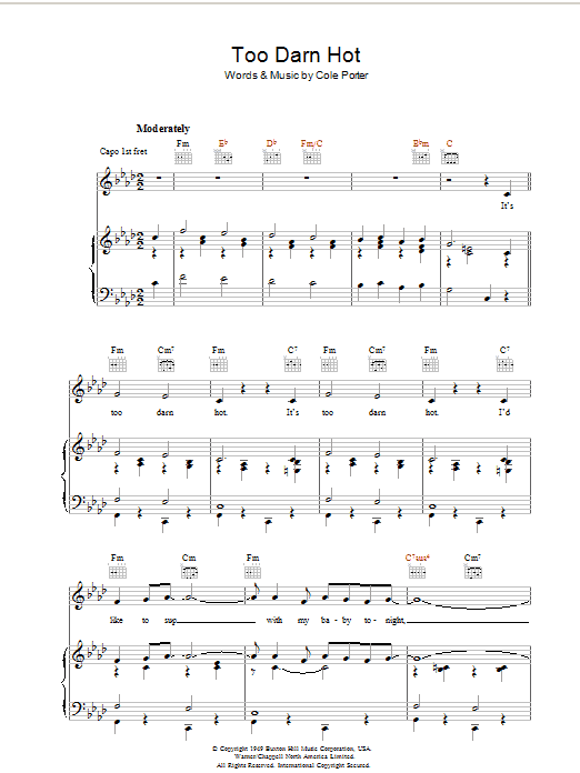 Cole Porter Too Darn Hot (from Kiss Me, Kate) sheet music notes and chords. Download Printable PDF.