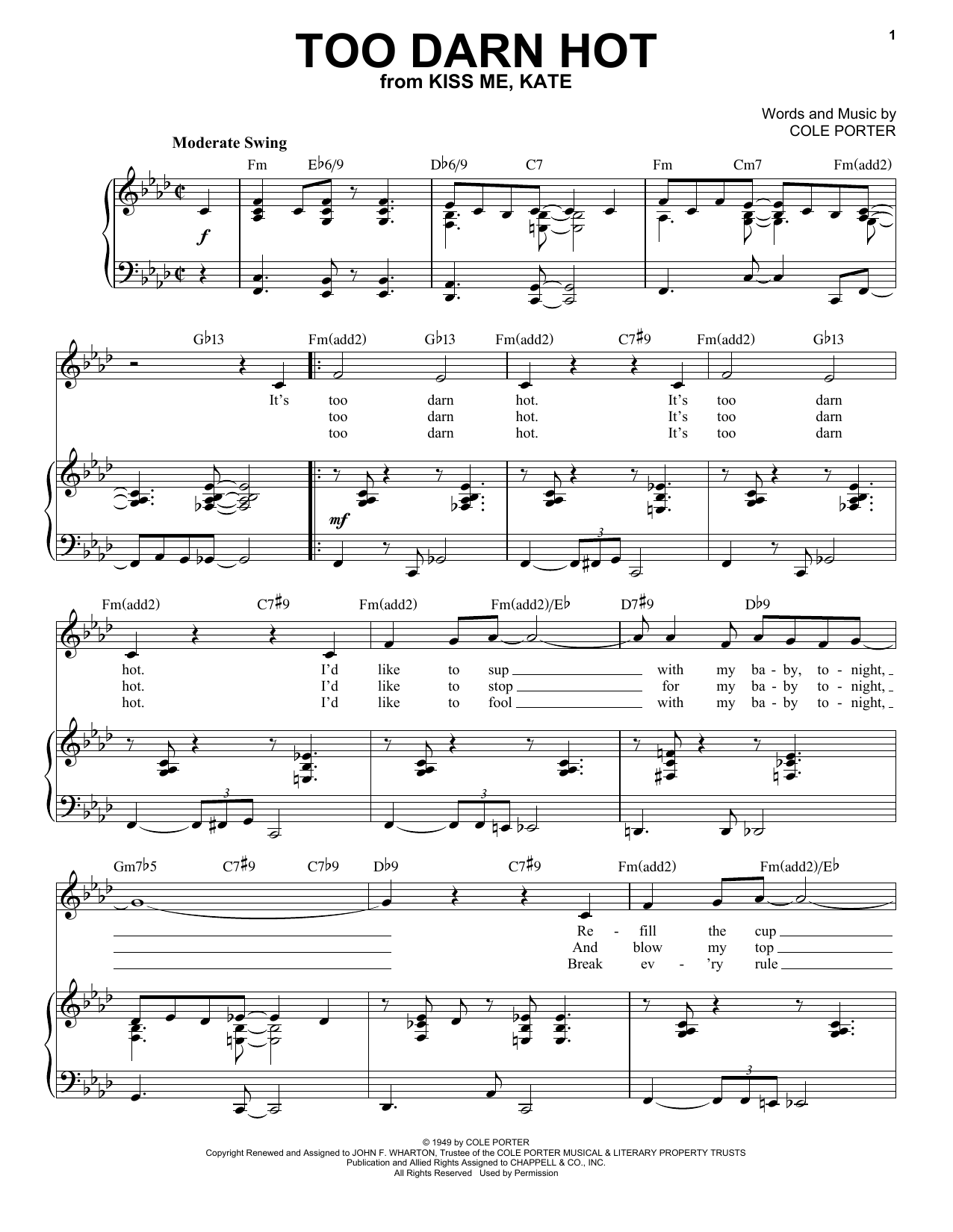 Cole Porter Too Darn Hot [Jazz version] (from Kiss Me, Kate) (arr. Brent Edstrom) sheet music notes and chords. Download Printable PDF.