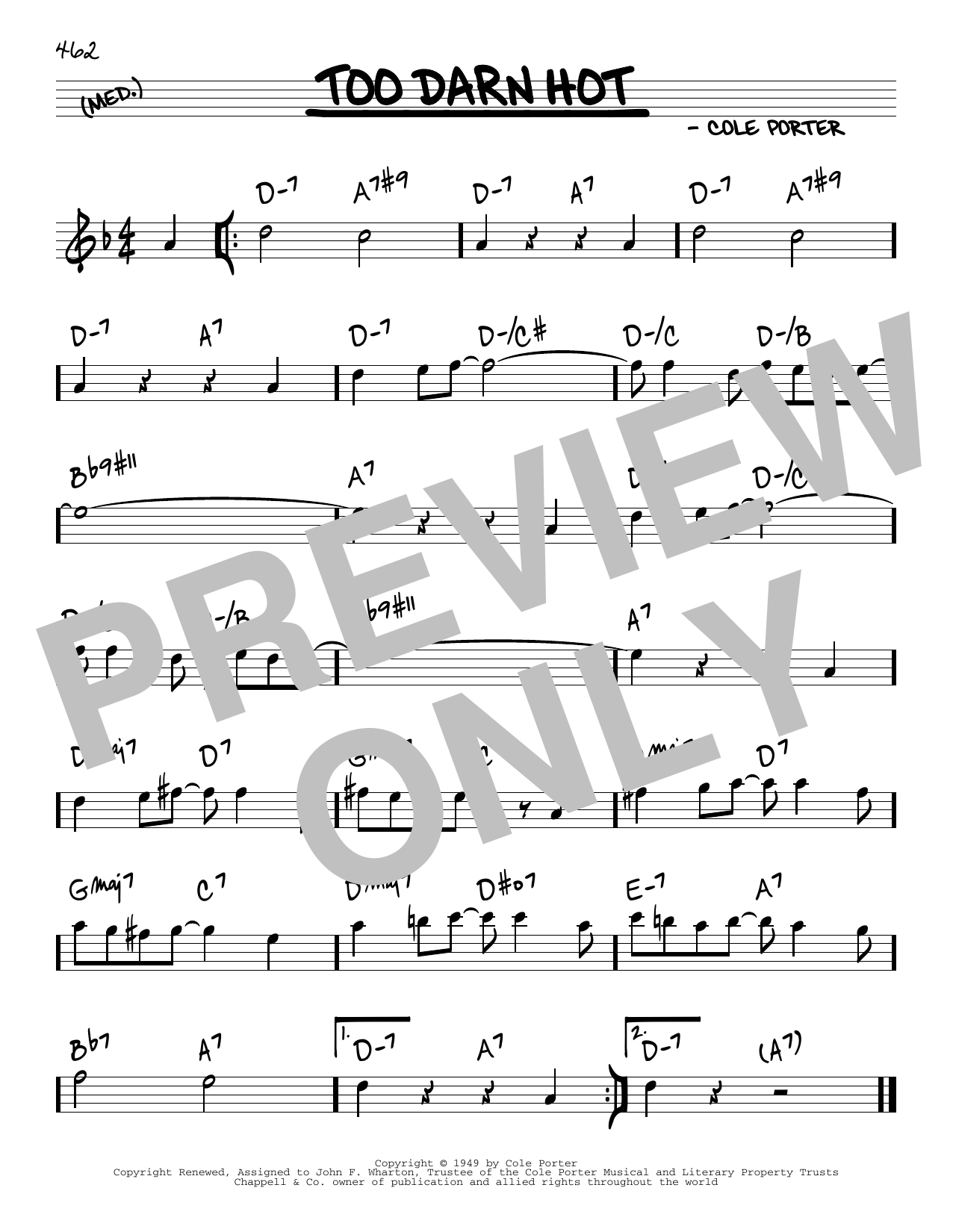 Learn to play Cole Porter Too Darn Hot sheet music for Real Book – Melody & Chords in minutes. Price: 5.9900$ Cole Porter Too Darn Hot sheet music notes and chords arranged for Real Book – Melody & Chords