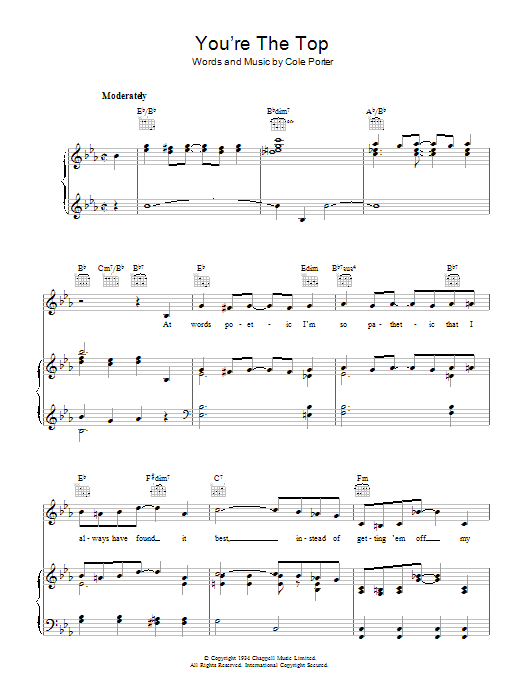 Cole Porter You're The Top sheet music notes and chords. Download Printable PDF.