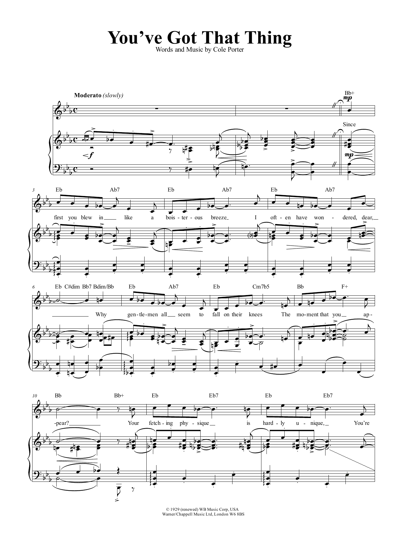 Cole Porter You've Got That Thing sheet music notes and chords. Download Printable PDF.