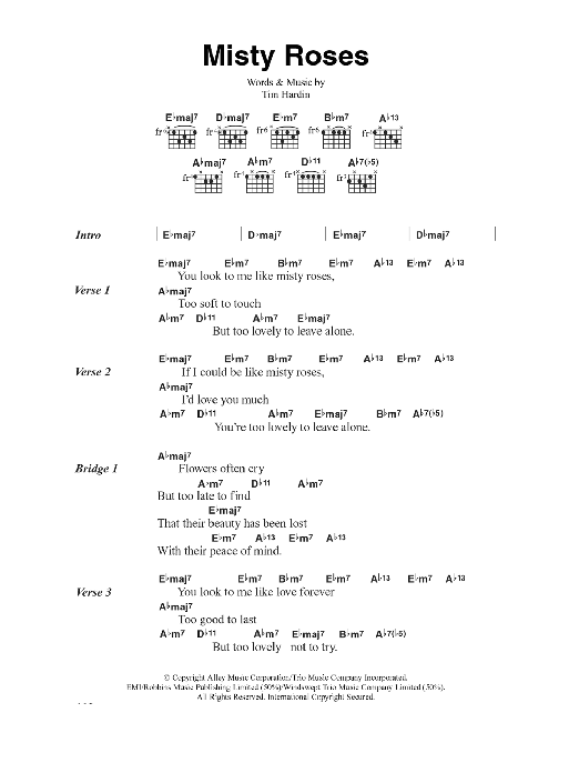 Colin Blunstone Misty Roses sheet music notes and chords. Download Printable PDF.