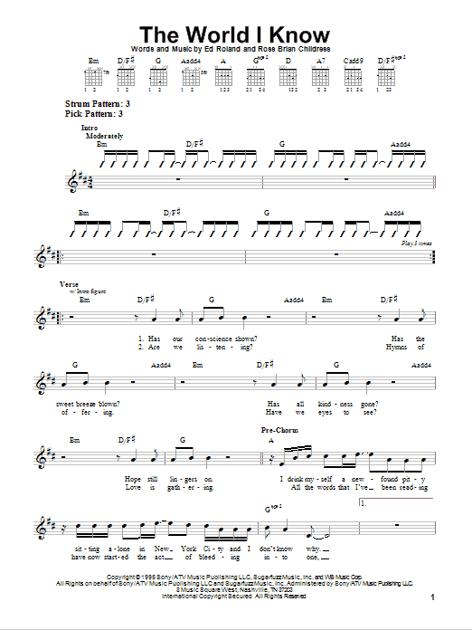 Collective Soul The World I Know sheet music notes and chords. Download Printable PDF.