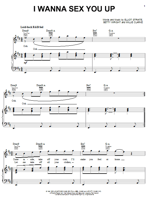 Color Me Badd I Wanna Sex You Up sheet music notes and chords arranged for Piano, Vocal & Guitar Chords (Right-Hand Melody)