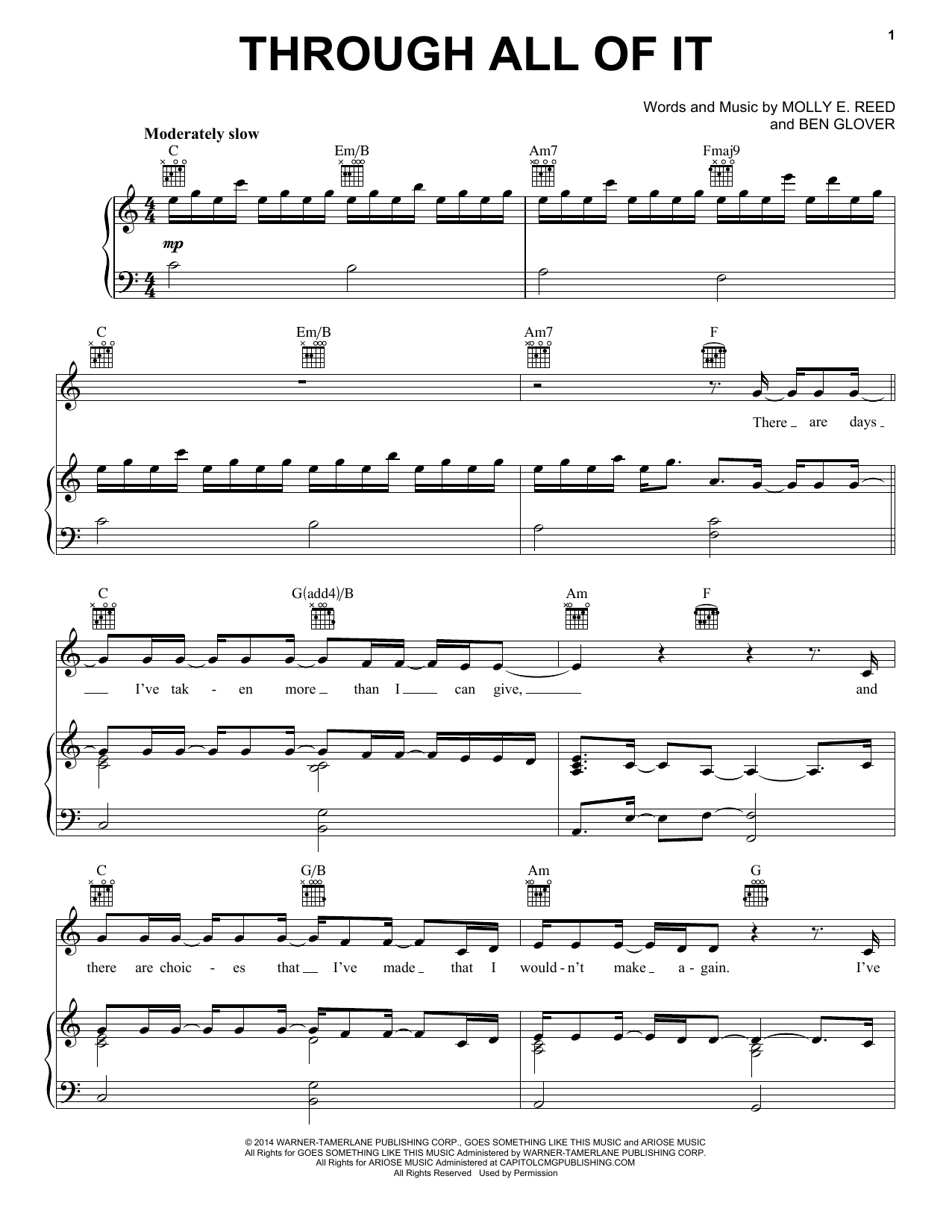 Colton Dixon Through All Of It sheet music notes and chords. Download Printable PDF.