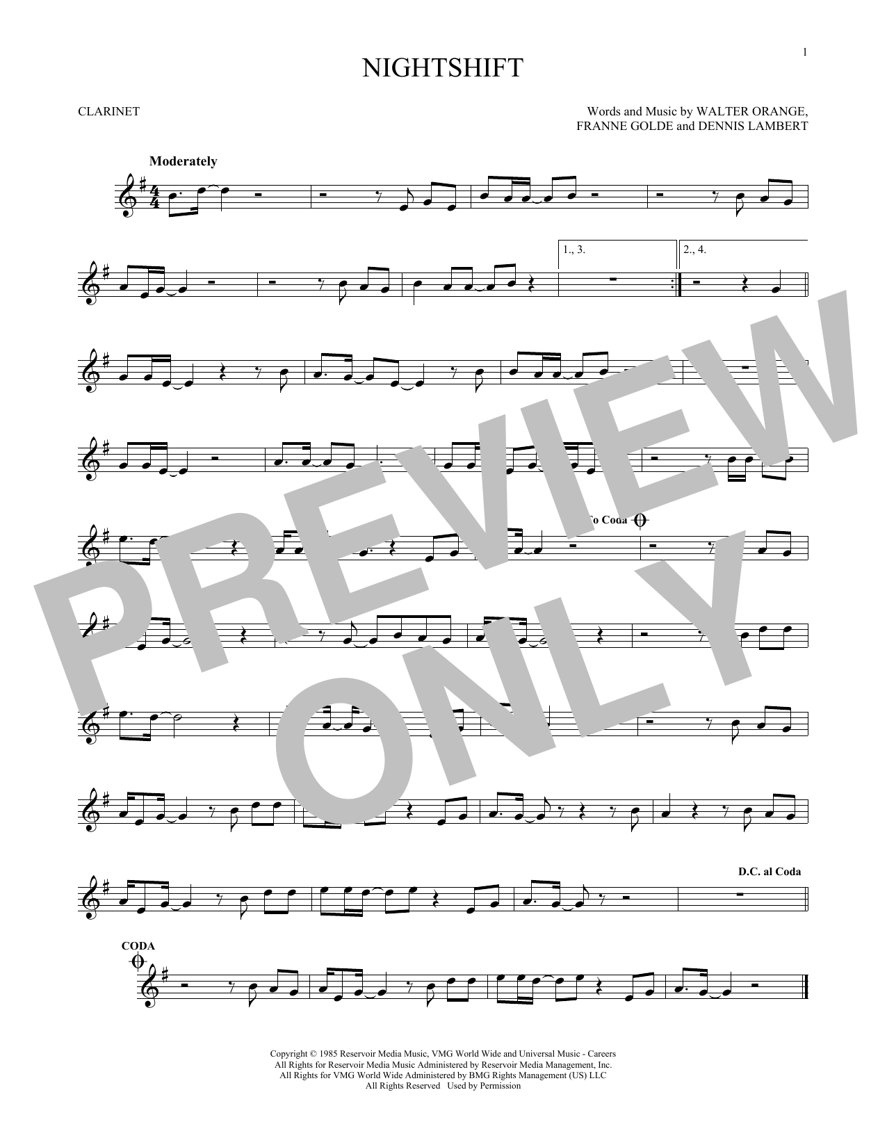 Commodores Nightshift sheet music notes and chords. Download Printable PDF.