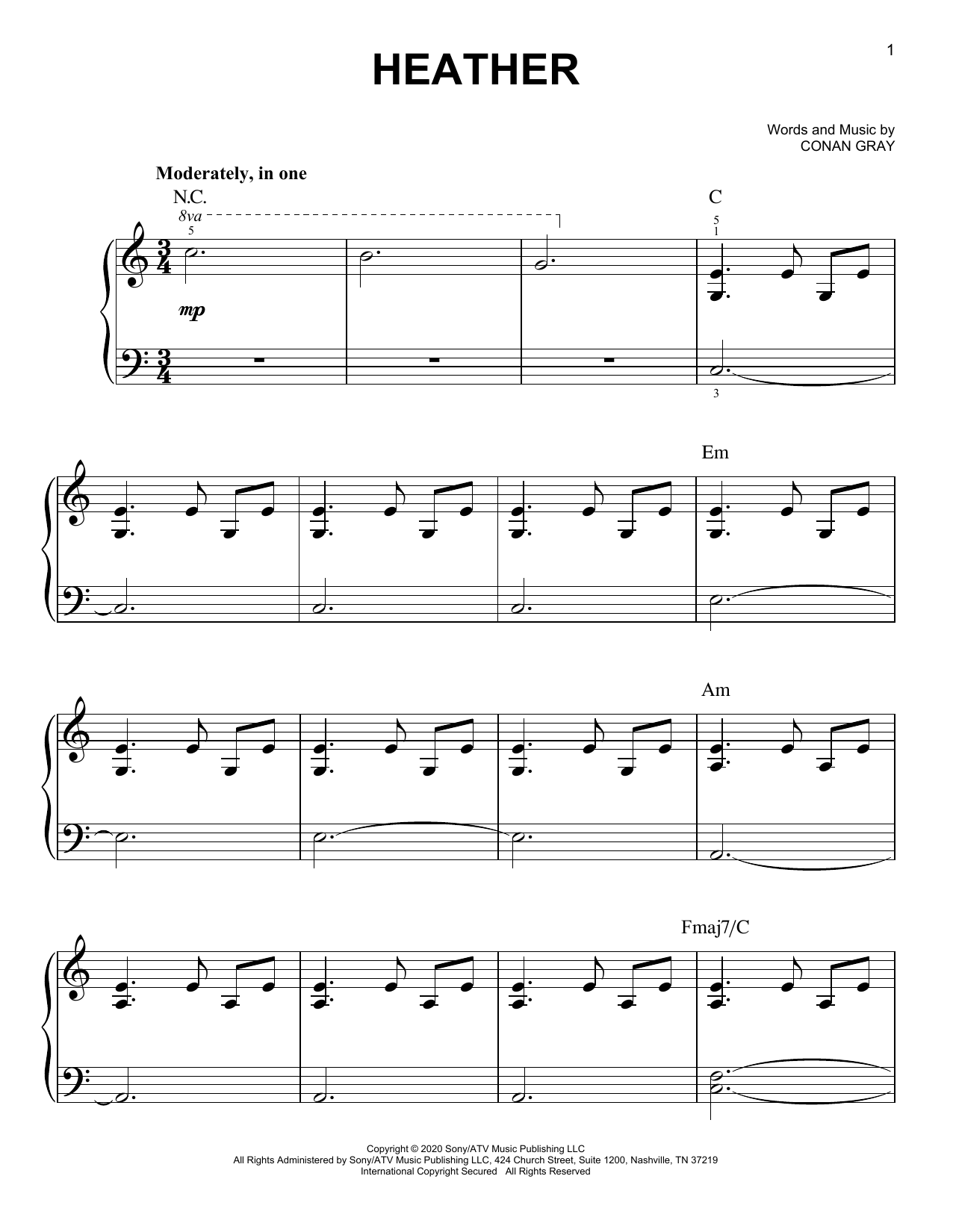 Conan Gray Heather sheet music notes and chords arranged for Guitar Chords/Lyrics