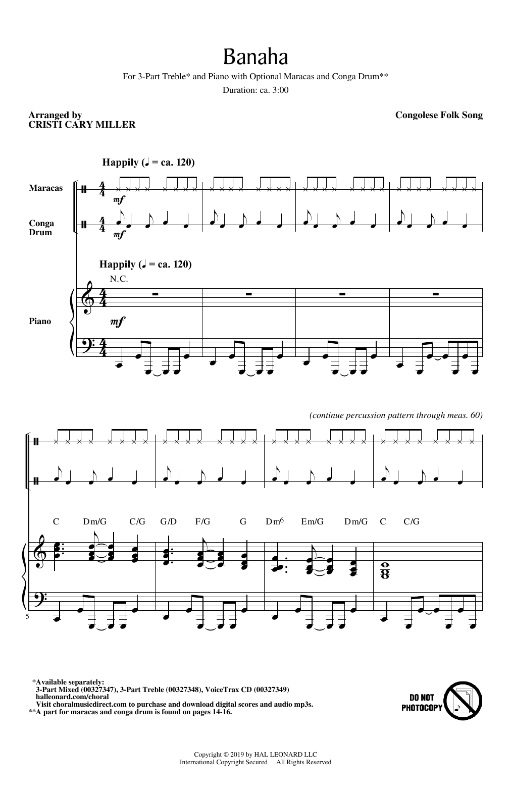 Congolese Folk Song Banaha (arr. Cristi Cary Miller) sheet music notes and chords. Download Printable PDF.