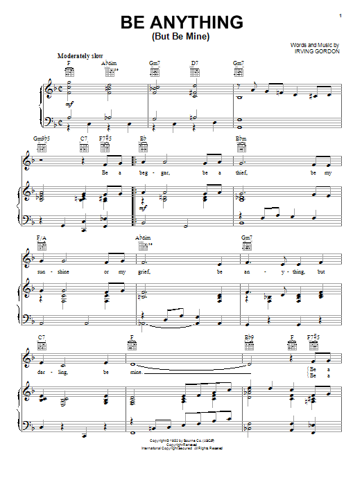 Connie Francis Be Anything (But Be Mine) sheet music notes and chords arranged for Piano, Vocal & Guitar Chords (Right-Hand Melody)
