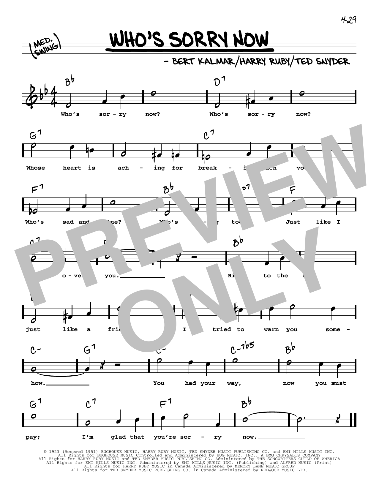 Learn to play Connie Francis Who's Sorry Now (High Voice) sheet music for Real Book – Melody, Lyrics & Chords in minutes. Price: 5.9900$ Connie Francis Who's Sorry Now (High Voice) sheet music notes and chords arranged for Real Book – Melody, Lyrics & Chords