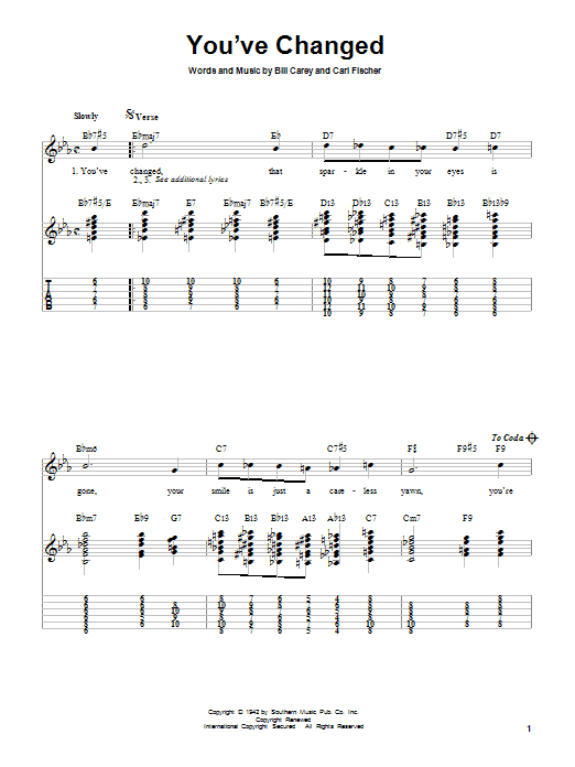 Connie Russell You've Changed sheet music notes and chords. Download Printable PDF.