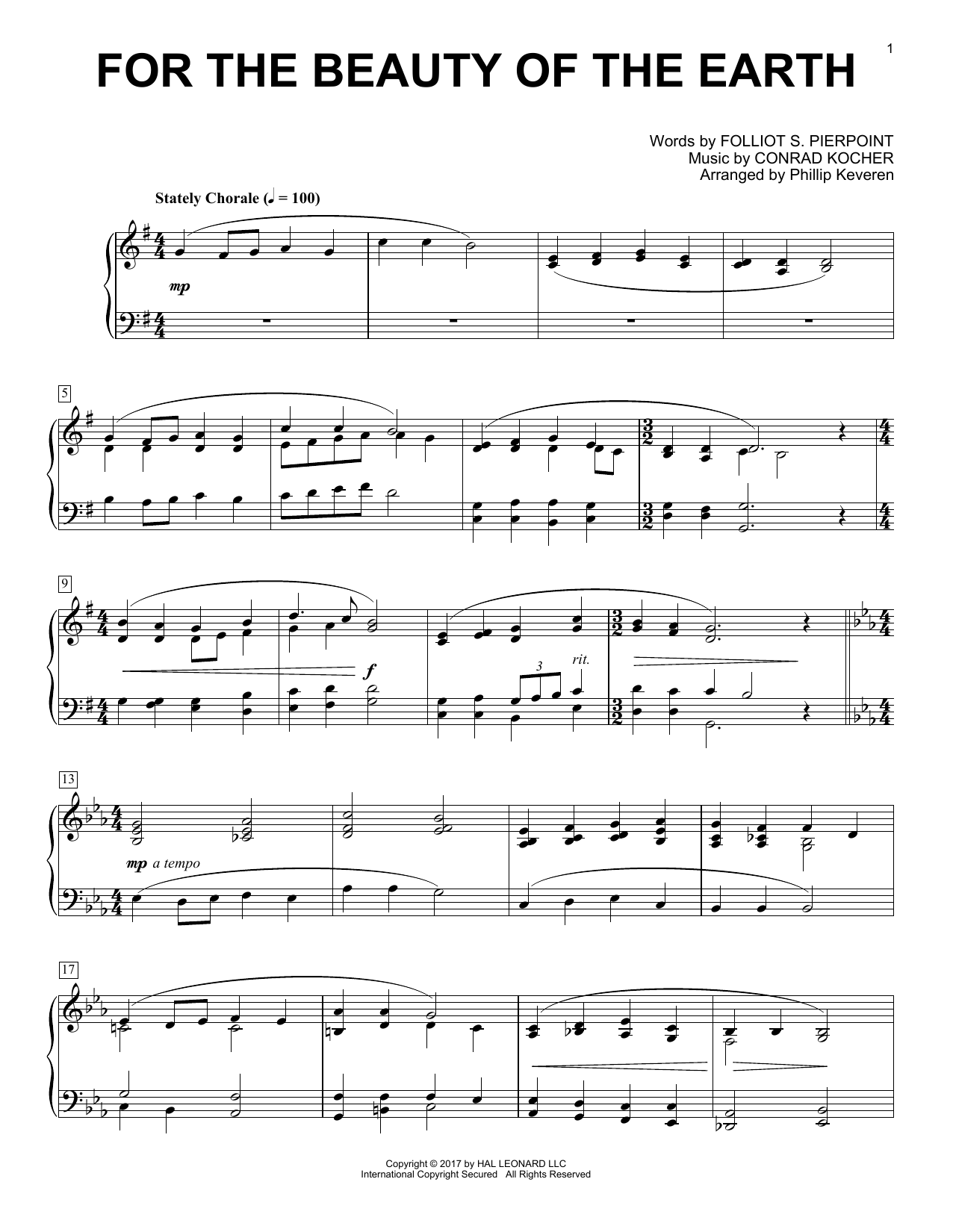 Phillip Keveren For The Beauty Of The Earth sheet music notes and chords. Download Printable PDF.