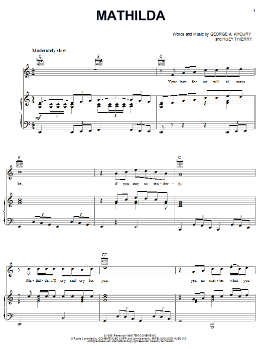 Cookie & The Cupcakes Mathilda sheet music notes and chords. Download Printable PDF.