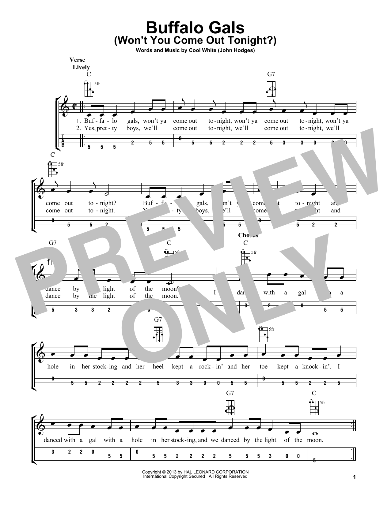 Cool White (John Hodges) Buffalo Gals (Won't You Come Out Tonight?) (arr. Bobby Westfall) sheet music notes and chords. Download Printable PDF.