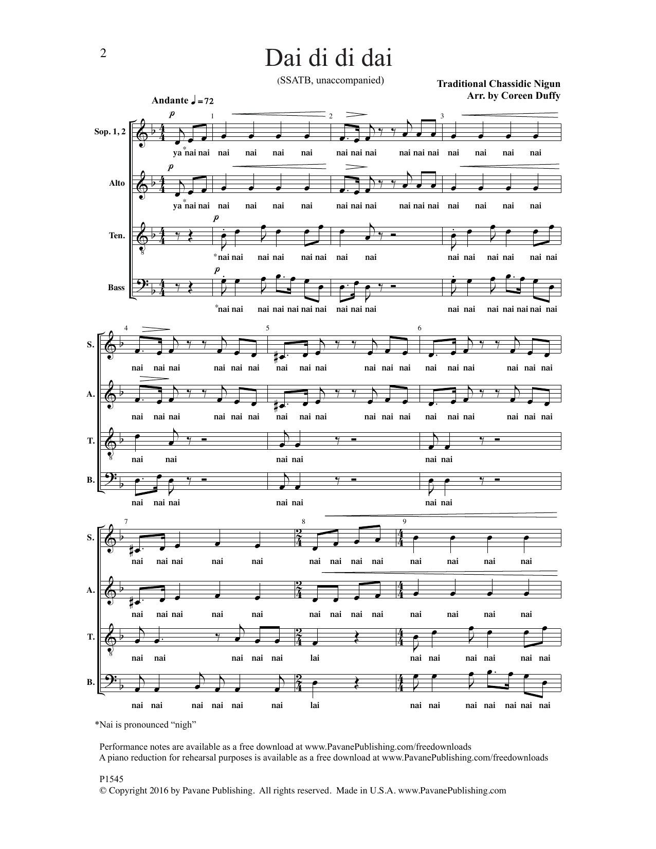 Coreen Duffy Dai Di Di Dai sheet music notes and chords. Download Printable PDF.