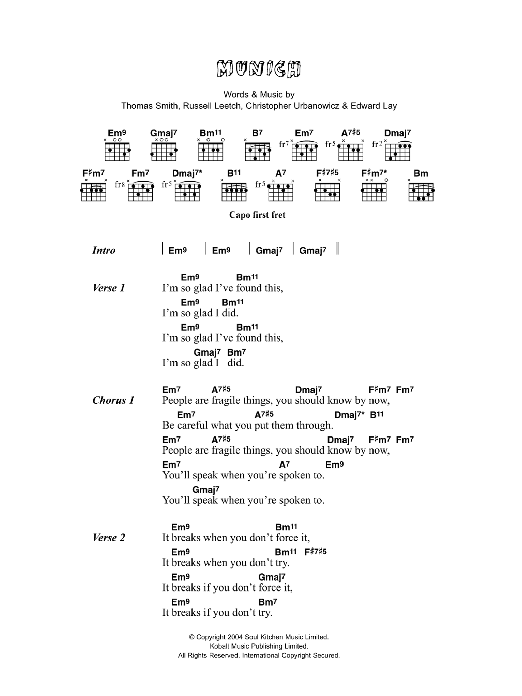 Learn to play Corinne Bailey Rae Munich sheet music for Piano, Vocal & Guitar Chords in minutes. Price: 7.8900$ Corinne Bailey Rae Munich sheet music notes and chords arranged for Piano, Vocal & Guitar Chords