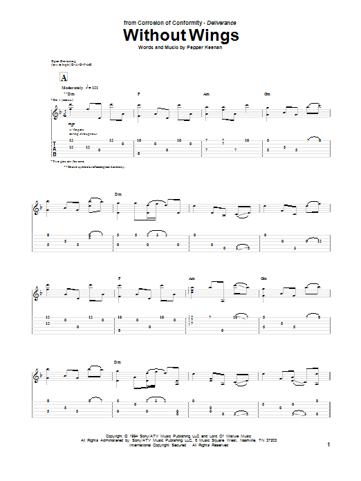 Learn to play Corrosion Of Conformity Without Wings sheet music for Guitar Tab in minutes. Price: 7.8900$ Corrosion Of Conformity Without Wings sheet music notes and chords arranged for Guitar Tab