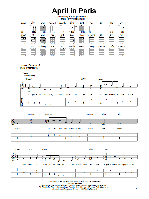 Count Basie April In Paris sheet music notes and chords. Download Printable PDF.