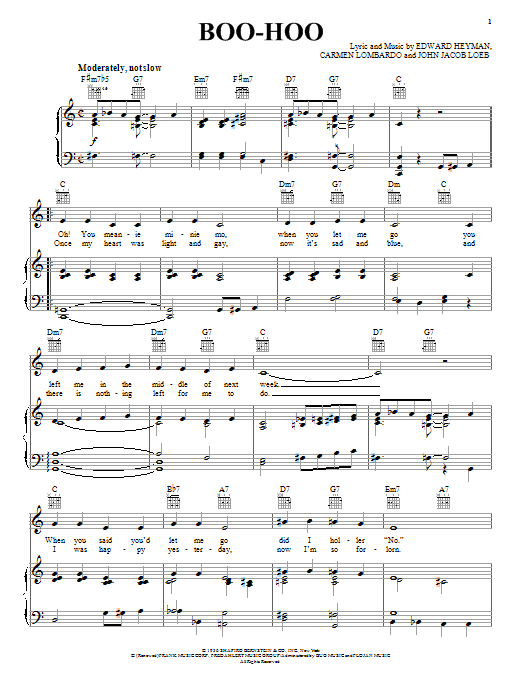 Learn to play Count Basie Boo-Hoo sheet music for Piano, Vocal & Guitar Chords (Right-Hand Melody) in minutes. Price: 7.8900$ Count Basie Boo-Hoo sheet music notes and chords arranged for Piano, Vocal & Guitar Chords (Right-Hand Melody)