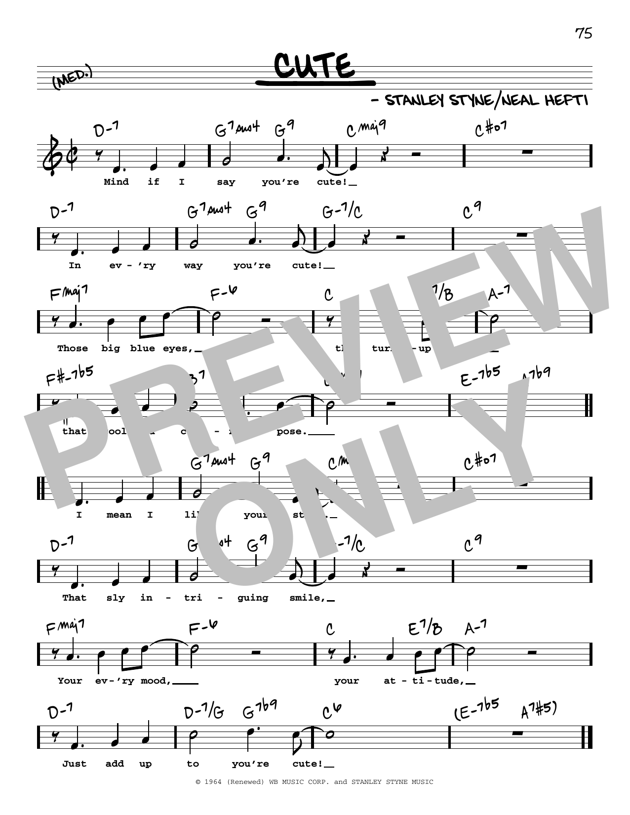 Count Basie Cute (High Voice) sheet music notes and chords arranged for Real Book – Melody, Lyrics & Chords