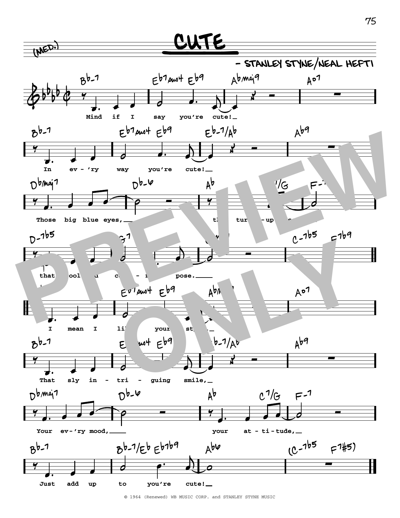 Count Basie Cute (Low Voice) sheet music notes and chords. Download Printable PDF.