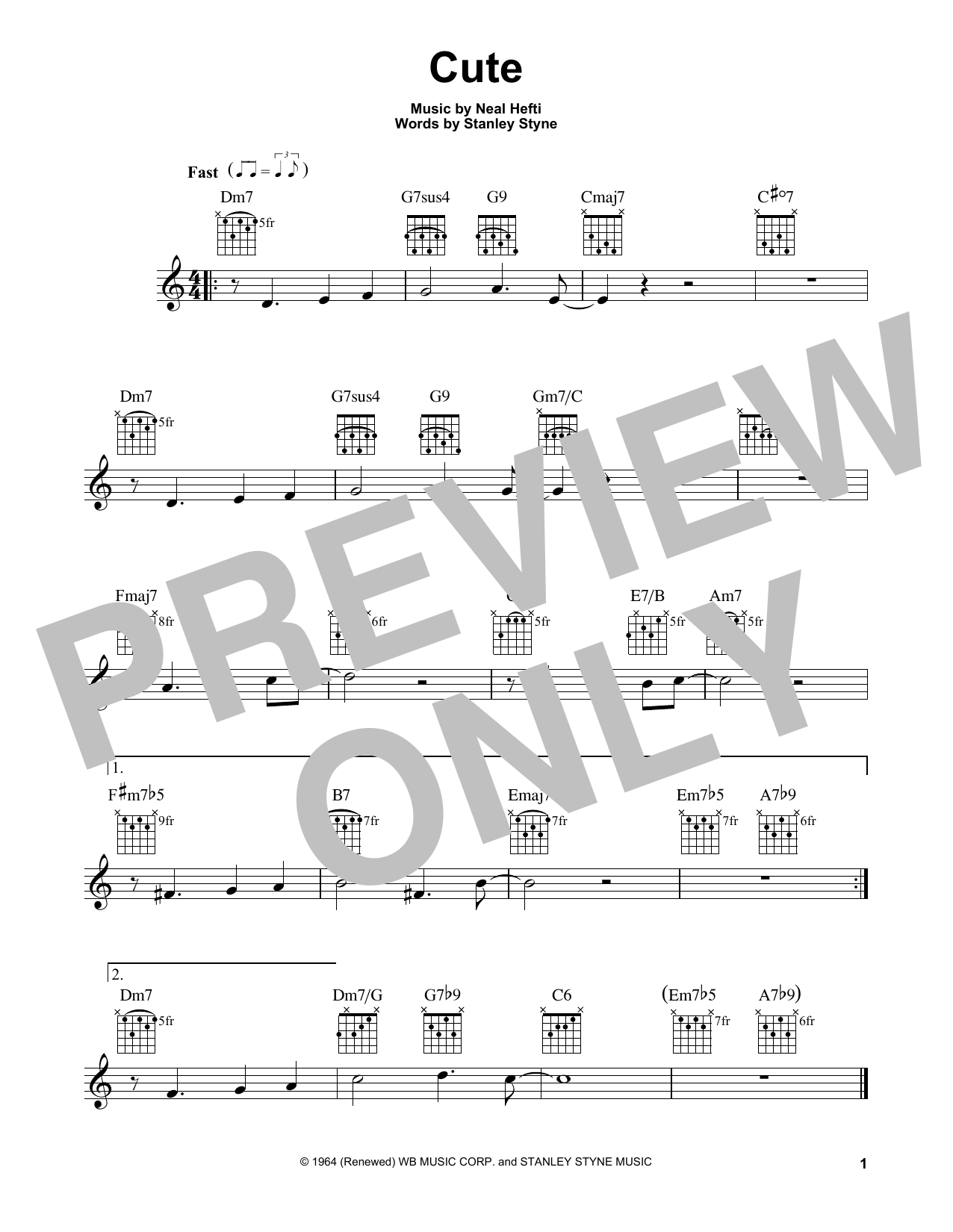 Count Basie Cute sheet music notes and chords. Download Printable PDF.