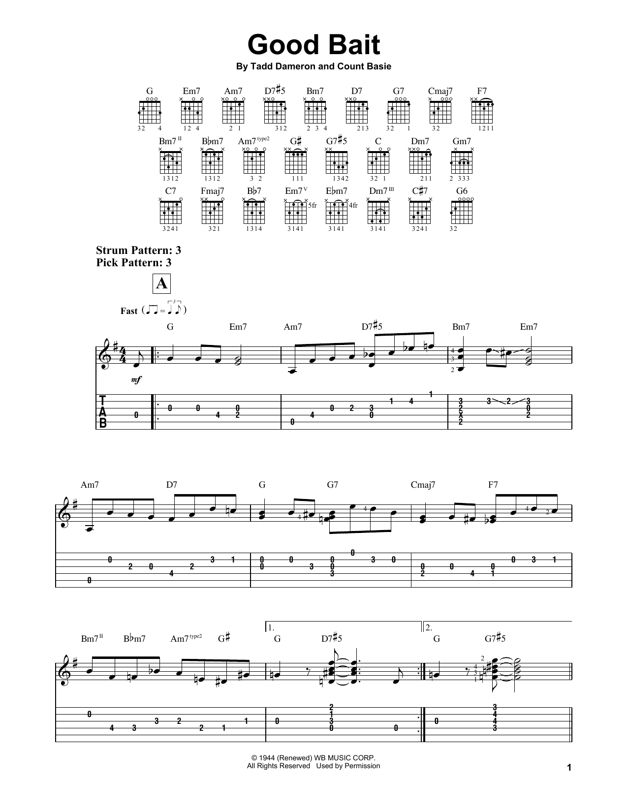 Count Basie Good Bait sheet music notes and chords. Download Printable PDF.