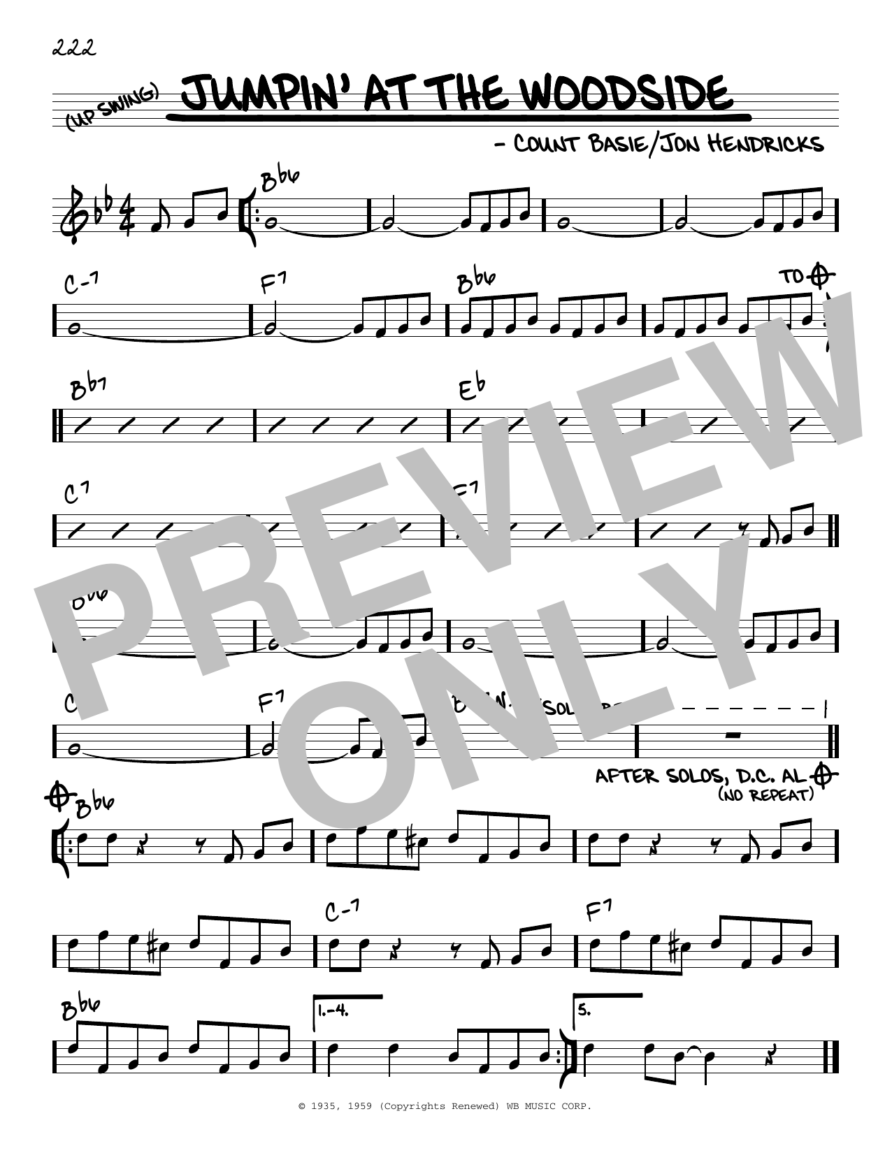 Count Basie Jumpin' At The Woodside sheet music notes and chords. Download Printable PDF.