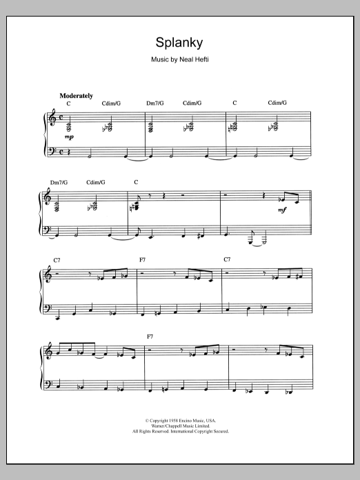 Count Basie Splanky sheet music notes and chords. Download Printable PDF.