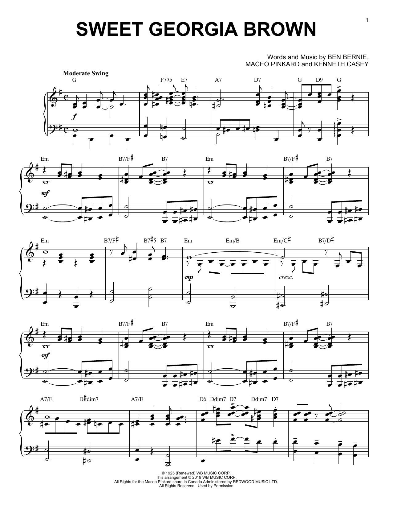 Count Basie Sweet Georgia Brown [Jazz version] sheet music notes and chords. Download Printable PDF.