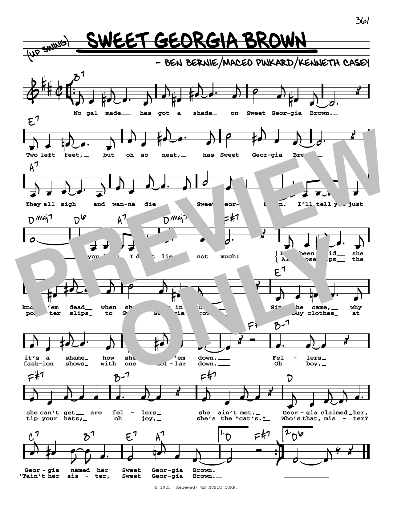 Count Basie Sweet Georgia Brown (Low Voice) sheet music notes and chords. Download Printable PDF.