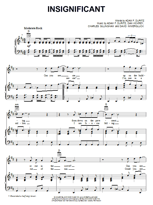 Learn to play Counting Crows Insignificant sheet music for Piano, Vocal & Guitar Chords (Right-Hand Melody) in minutes. Price: 7.8900$ Counting Crows Insignificant sheet music notes and chords arranged for Piano, Vocal & Guitar Chords (Right-Hand Melody)