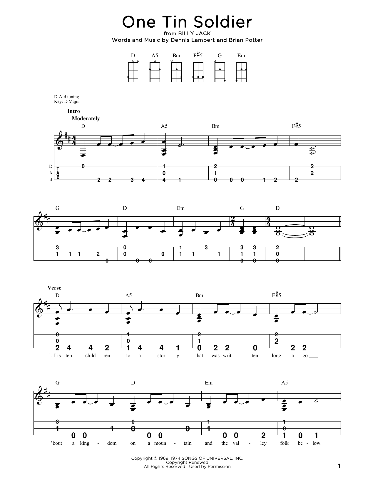 Coven One Tin Soldier sheet music notes and chords. Download Printable PDF.