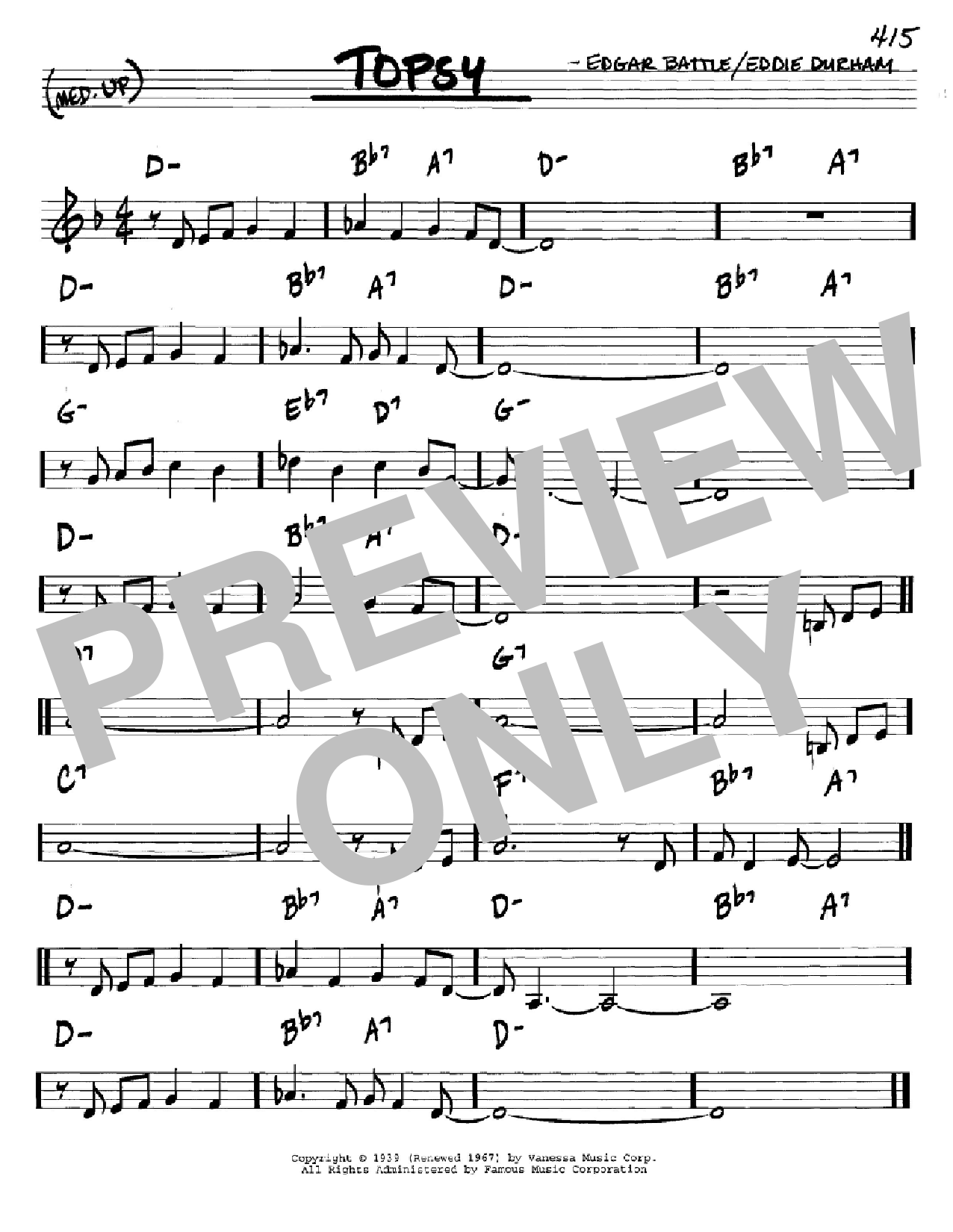 Cozy Cole Topsy sheet music notes and chords. Download Printable PDF.