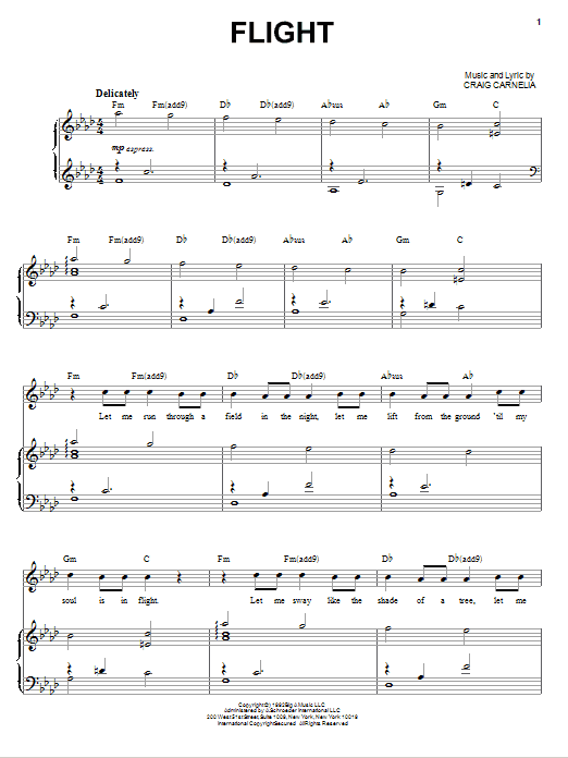 Craig Carnelia Flight sheet music notes and chords. Download Printable PDF.