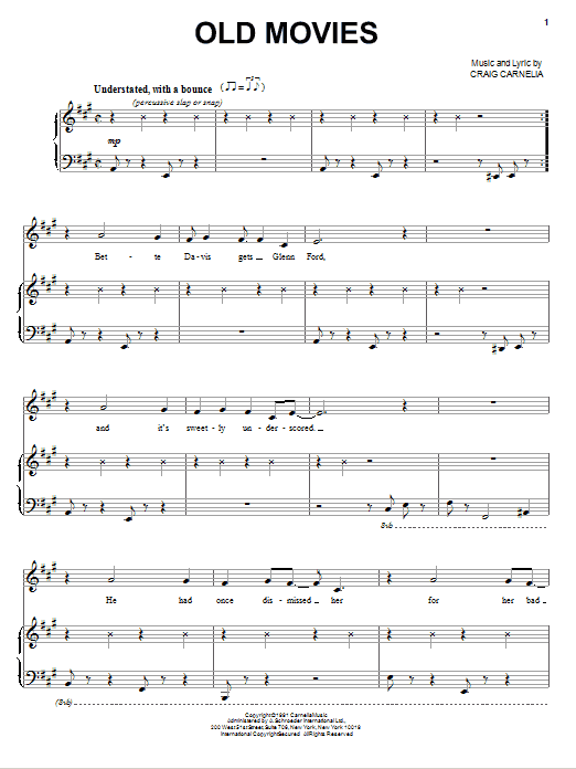 Learn to play Craig Carnelia Old Movies sheet music for Piano & Vocal in minutes. Price: 7.8900$ Craig Carnelia Old Movies sheet music notes and chords arranged for Piano & Vocal